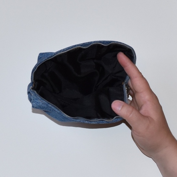 Cosmetics bag clutch pouch denim handmade - Picture 4 of 5